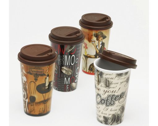 Kaffeeb. Coffee to go <br> 3151150, 400 ml - Porzellan braun/creme - 1