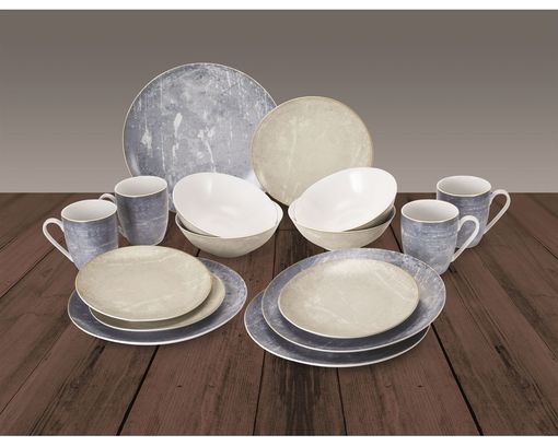Kombiservice Loft 16-tlg. - Blau - Beige - 1