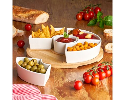 Snackschalen-Set 6-tlg. weiß - weiß/Bambus - 2