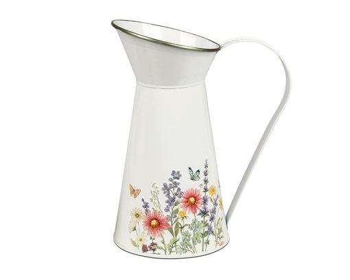 Krug mit Blumenmotiv, ca. 18 cm - Weiß - 1