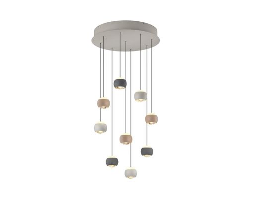 Musterring LED-Pendelleuchte "Cannon", 9-flammig - Schwarz/Grau/Peach - 1