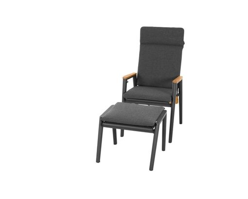 Dining-Move-Sessel "Roma" mit Teak-Armlehnen - Anthrazit - 1