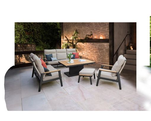 Lounge-Move-Sessel "Cortina", Rope-Geflecht, Teakholz - Braun/Schwarz/Sand - 2