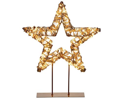 LED-Deko-Stern auf Fuß mit Netzstecker - Glitzer/Schwarz - 1