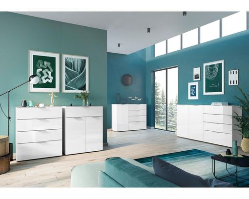 Kommode "Göteborg", eine Tür, 4 Schubkästen - Weiß - 1