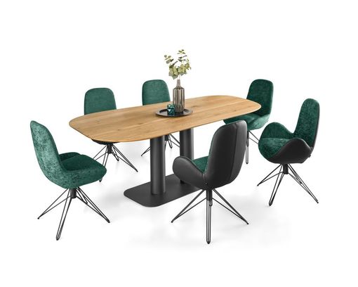 Musterring Esstisch "Helvin", organische Form - Braun/Schwarz - 2