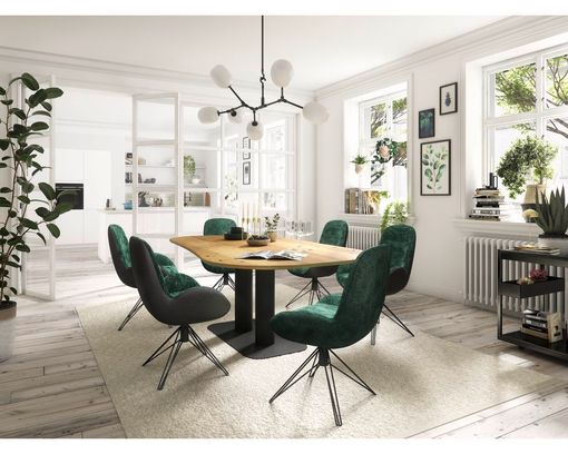 Musterring Esstisch "Helvin", organische Form - Braun/Schwarz - 5