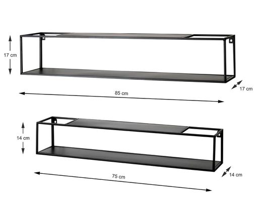 Wandregal Set "Hilsboro" 2-TLG., schwarz Metall - schwarz - 5