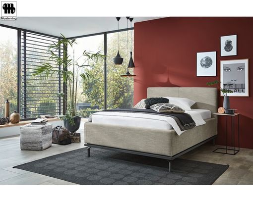 Boxspring Polsterbett "Delphi" Musterring, hellgrau, Bettkasten,  140 x 200 cm - hellgrau - 1