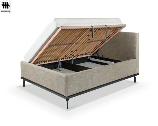 Boxspring Polsterbett "Delphi" Musterring, hellgrau, Bettkasten,  140 x 200 cm - hellgrau - 8