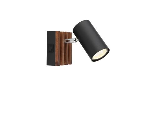 Spot "Kayden, Metall/MDF Holzoptik - Braun/Schwarz - 1