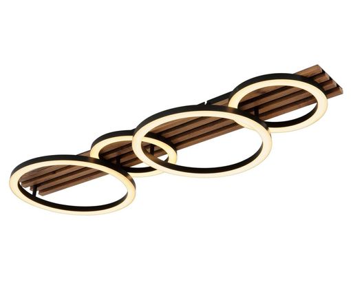 LED-Deckenleuchte "Tisha", 4-flammig, Holzoptik - Braun/Schwarz - 1