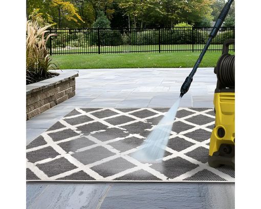 Outdoor-Teppich "Serina", ca. 80x200 cm, grau - Grau/Weiß - 3