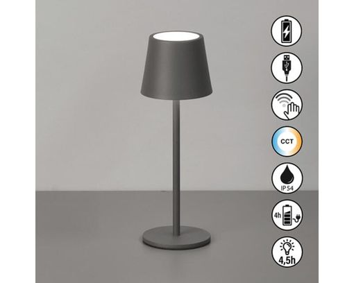 LED-Tischleuchte "Roxi" inkl. USB-Kabel und Touchdimmer, grau - Dark-Greige - 1