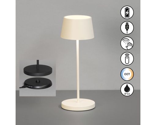 LED-Tischleuchte / Akkuleuchte "Asena", beige, dimmbar - Beige - 2