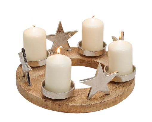 Adventsgesteck mit Sternen - Braun/Silber - 1