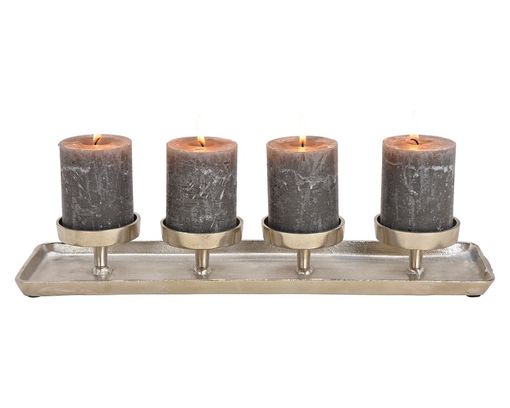 Adventsgesteck aus Metall - Silber - 1