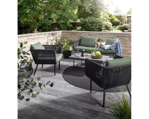 Lounge-Set "Saigon", 4-teilig, inkl. Kissen - Schwarz/Grün - 1
