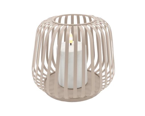 Laterne inkl. Solar-Kerze, Eisen, sandfarben - Sand - 2