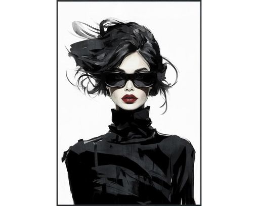 Leinwand auf Holzrahmen, ca. 70x100 cm - Schwarz - 1