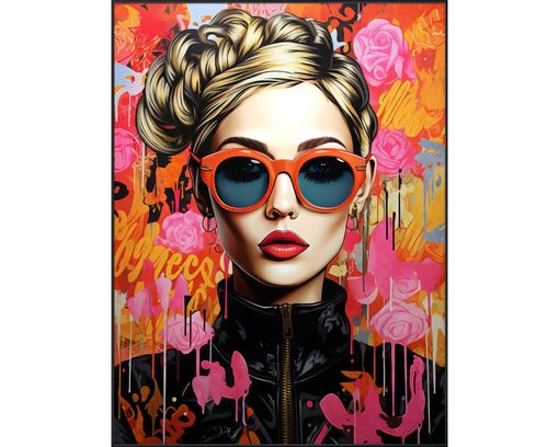 Leinwand auf Holzrahmen, Pop-Art-Style, ca. 90x120 cm - Mehrfarbig - 1