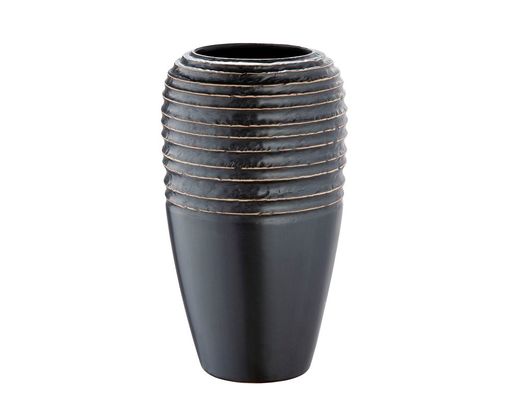 Vase anthrazit mit beigen Streifen, ca. 32,5 cm hoch - Anthrazit / Beige - 1