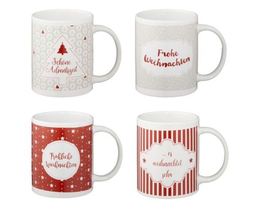 Becher mit Weihnachtsmotiv - Weiß/Rot - 1