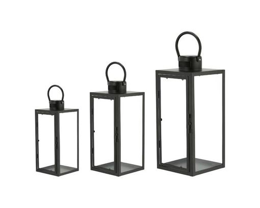 Laterne aus Metall/Glas, klein, ca. 13x30 cm - Schwarz - 1