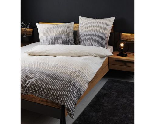 Mako-Satin-Bettwäschegarnitur aus Baumwolle, ca. 155x220 cm - Schwarz/Grau/Beige - 1