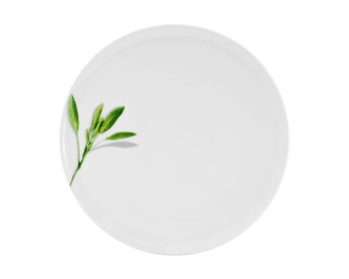 Pizzateller "Salbei", ca. 33 cm - Weiß mit Salbei-Dekor - 1