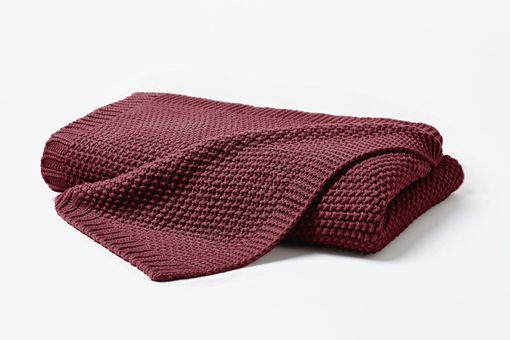 Strickdecke rot, ca. 130x170 cm - Marsala - 1