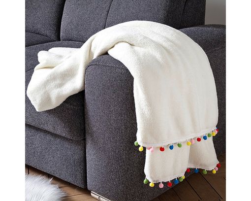 Wohndecke Baby Pom Pom - natur / bunt - 1