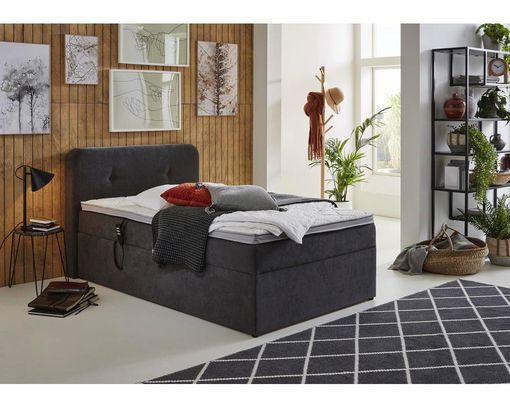 Boxspringbett "Solo" 120 x 200 cm - grau/anthrazit - 1