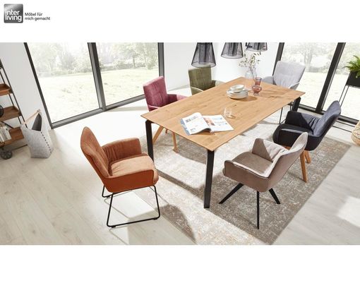 Interliving 5111 Schalenstuhl taupe, leger, drehbar, mit Stativgestell - Taupe - 2