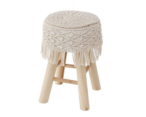 Hocker im Bohemian-Style, ca. 42 cm hoch - Beige - 1