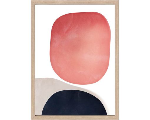 Kunstdruck "Abstract Shapes II", gerahmt, ca. 55x75 cm - Schwarz / Weiß / Rot / Grau - 1