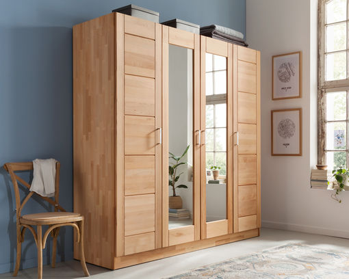 Kleiderschrank "Elmshorn" Kernbuche massiv geölt, ca. 202 x 205 x 60 cm - braun/Kernbuche - 1