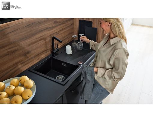 Interliving Küche 3055, Schwarz softmatt, Sierra Eiche Nachbildung - Schwarz/Braun - 9