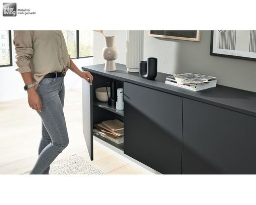 Interliving Küche 3055, Schwarz softmatt, Sierra Eiche Nachbildung - Schwarz/Braun - 13