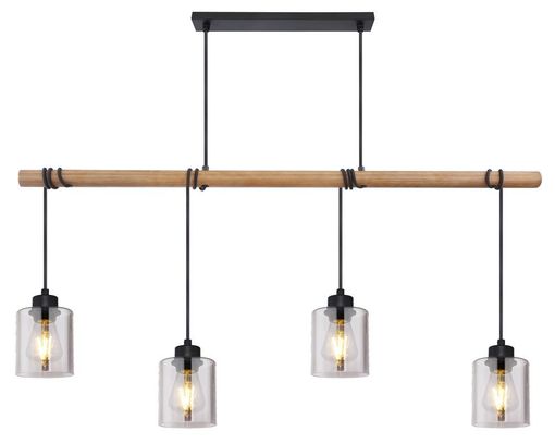 Pendelleuchte "Hadera", Metall/Glas/Holz - Braun/Schwarz - 1