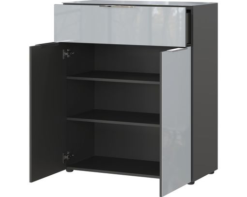 Kommode "Göteborg", 2 Türen, ein Schubkasten - Graphit/Silbergrau - 3