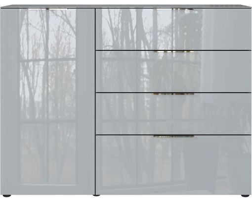 Kommode "Göteborg", 1 Tür, 4 Schubkästen - Graphit/Silbergrau - 1