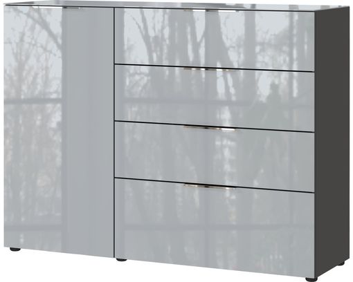 Kommode "Göteborg", 1 Tür, 4 Schubkästen - Graphit/Silbergrau - 2