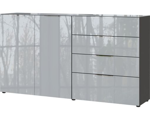 Kommode "Göteborg", 2 Türen, 4 Schubkästen - Graphit/Silbergrau - 2