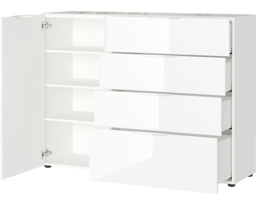 Kommode "Göteborg", eine Tür, 4 Schubkästen - Weiß - 3