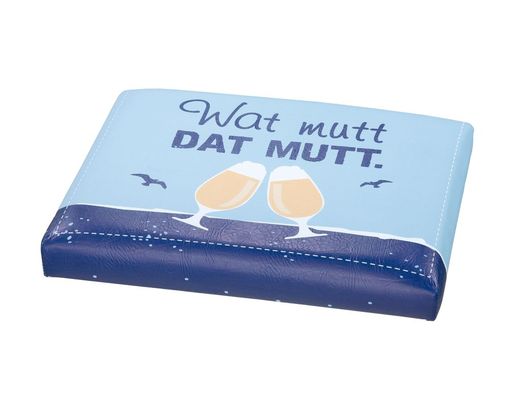 Bierkasten Sitzpolster "Wat mutt dat mutt", ca. 34x44 cm - Blau - 1