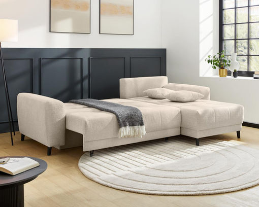 Wohnlandschaft "Janus" mit Bettfunktion und Bettkasten - beige - 2