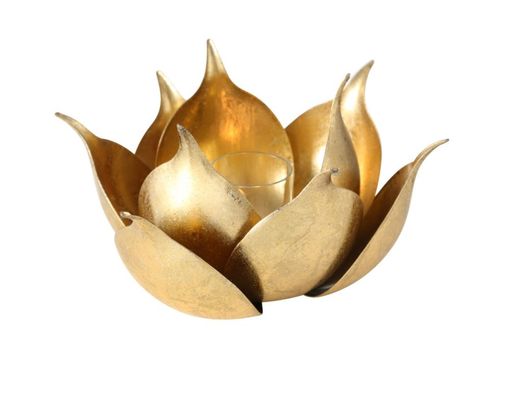 Windlicht in Blütenform - Gold - 1