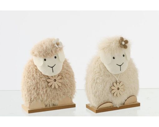 Deko-Schaf mit Blumen, weiß/beige, ca. 32 cm - Weiß/Beige - 1