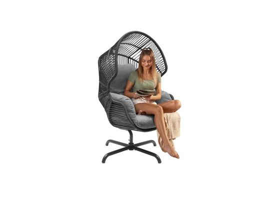 Lounge-Drehsessel mit Rope-Geflecht - Anthrazit - 1